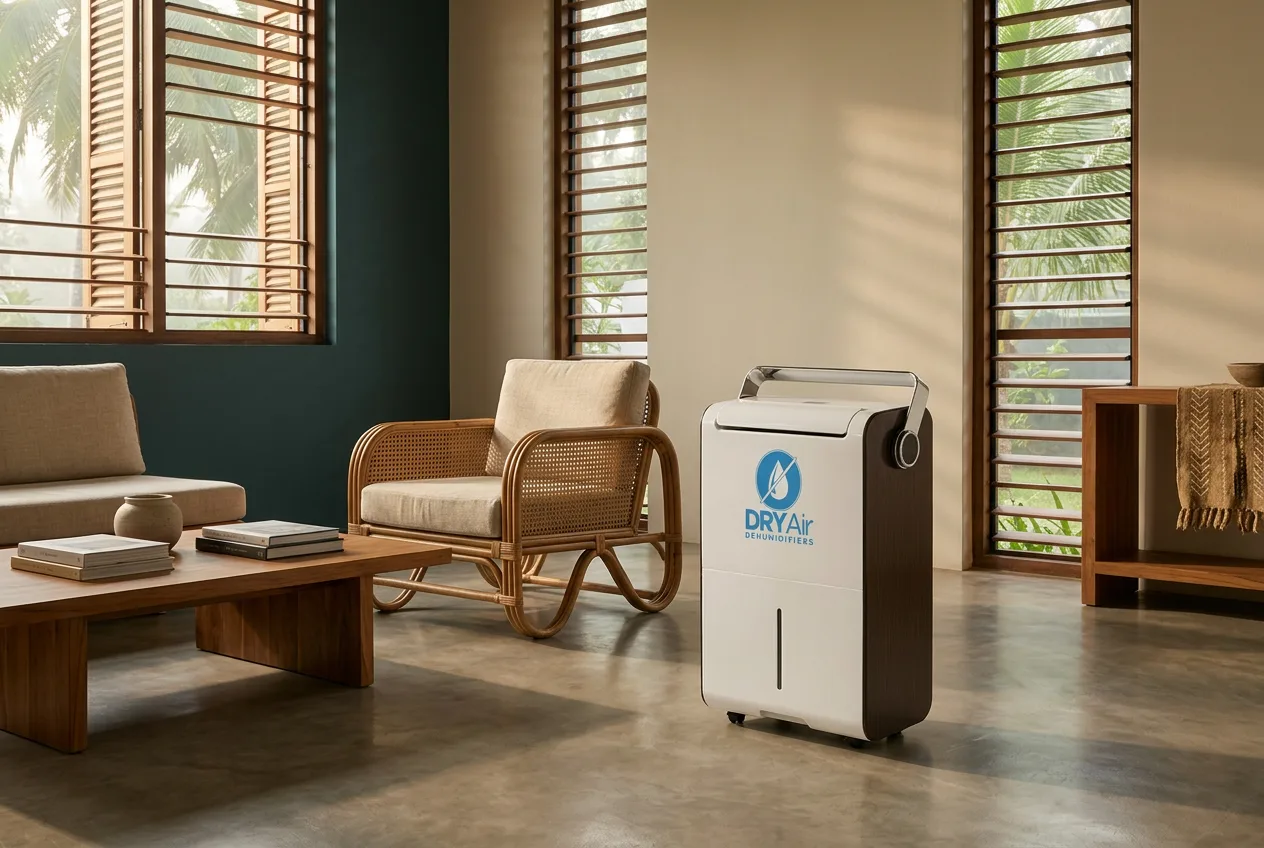 DRYAir dehumidifier in a tropical-modern Sri Lankan living room